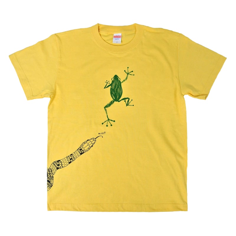 危機回避！蛇から逃げた蛙Tシャツ メンズ | ユキヨシ衣料｜楽しいT