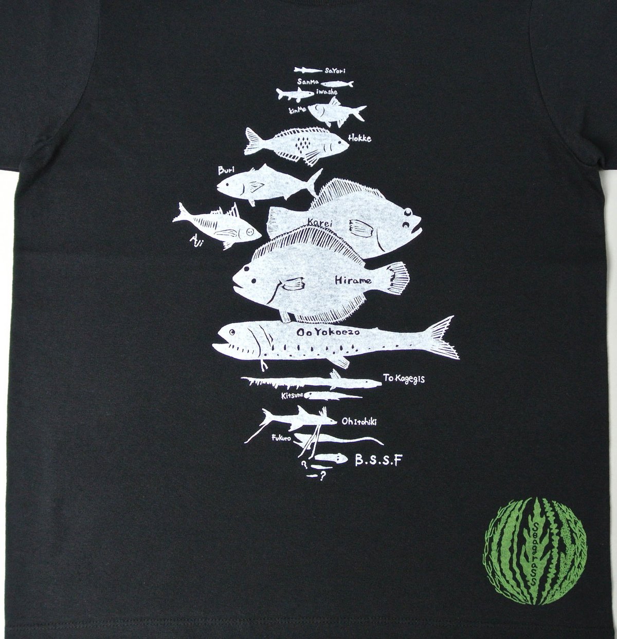 水深別お魚Tシャツ レディース ブラック | ユキヨシ衣料｜楽しいT