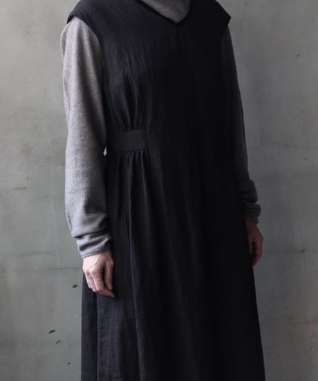 cavane キャヴァネ / Gathered dressⅡ wool & linen ワンピース / ca-25178