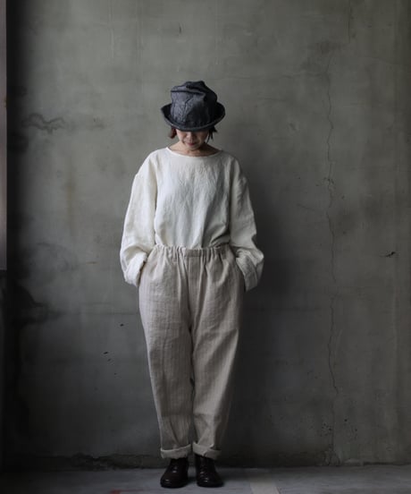 klauseクロイゼ / C/L Stripe Loose Fitting Tapered Trousers (平織/中厚手) / kla-25009