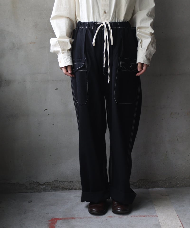 KLASICA クラシカ SS パンツ 2サイズ 黒 クラシカ KLASICA Bias Tuck Strings Trousers （Black） -FASCINATE