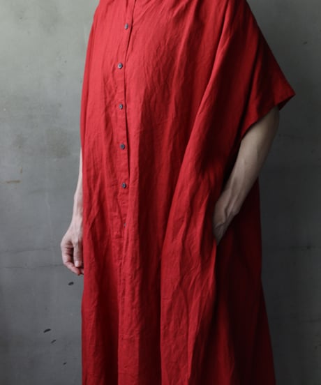 cavane キャヴァネ / Balloon no-sleeve dress Linen100ワンピース / ca-25129