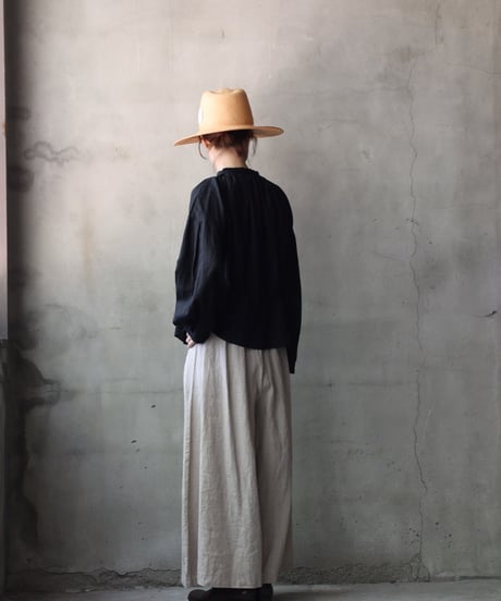 cavane キャヴァネ / Stand collar with waist drawstring blouse linen100ブラウス / ca-26060