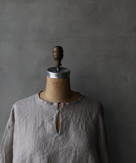 klauseクロイゼ / Belarus Linen平織/薄手C.S.Slit Neck Shirt / kla-26010