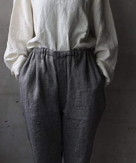 klauseクロイゼ / Linen Herring-bone Loose Fitting Tapered Trousers (ヘリンボーン) / kla-25017