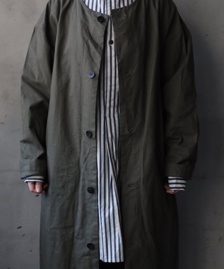 cavane キャヴァネ / Round-Coat Linen/Cotton100硫化染めコート / ca-26018