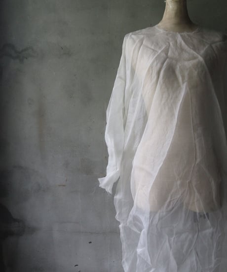 SCHA シャー/ Round Neck Jumper Dress Medium Long " OE "-ORGANZA SILK- / Sc-23024 ( Art#1584)