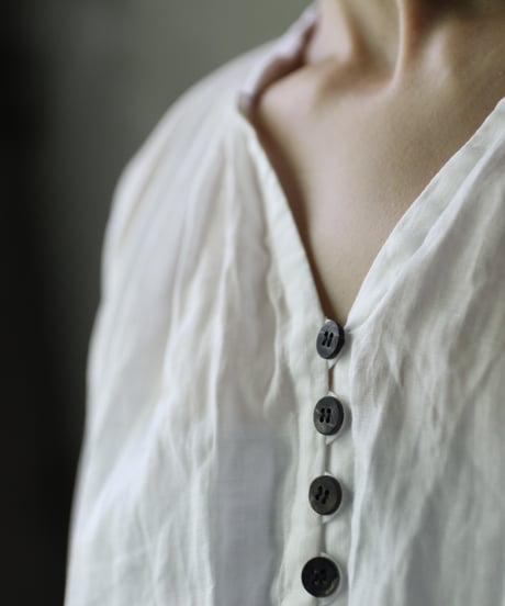 cavane キャヴァネ / Wide-sleeves with waist drawstring linen100 blouseブラウス / ca-25104