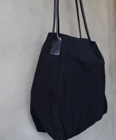 klauseクロイゼ / TOTE BAG " SQUARE " M BELARUS LINEN藍泥染 / kla-25047