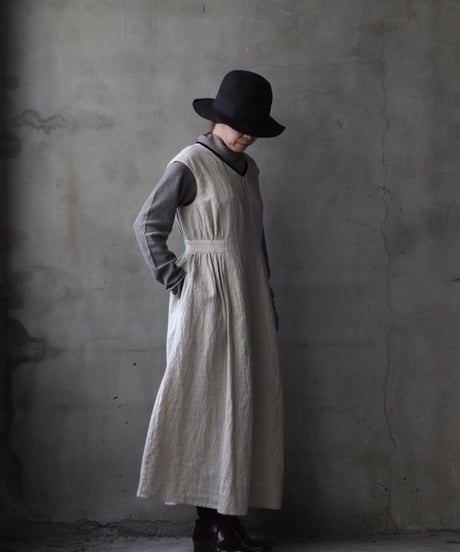 cavane キャヴァネ / Gathered dressⅡ wool & linen ワンピース / ca-25179