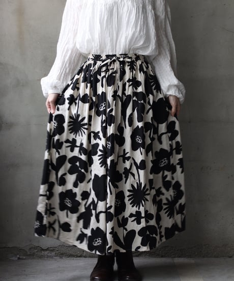 cavane キャヴァネ / Gatehered Petti Skirt Cotton&linenスカート/ ca-26050