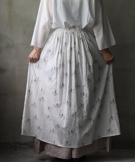cavane キャヴァネ / Gatehered Petti Skirt Cotton/Linen100スカート/ca-25141
