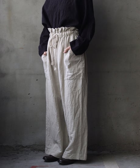 cavane キャヴァネ / Side-Pocket wide pants wool/linenパンツ / ca-25156