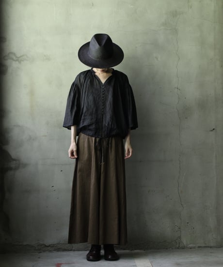 cavane キャヴァネ / Wide-sleeves with waist drawstring linen100 blouseブラウス / ca-25105