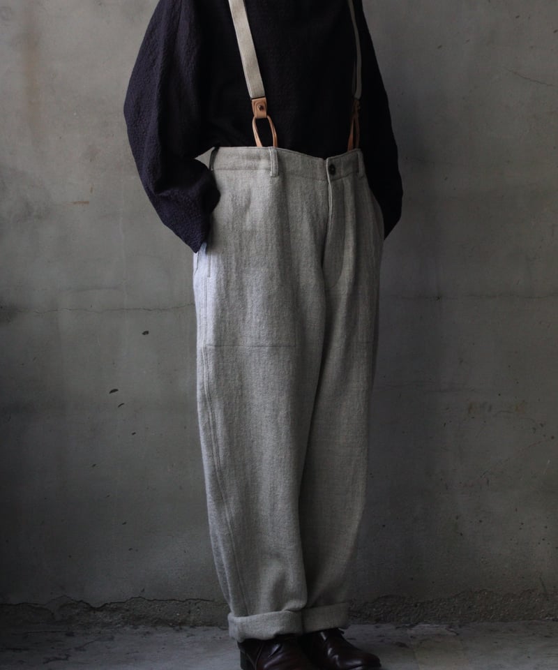 cavane キャヴァネ / Over-pants with suspender wool10