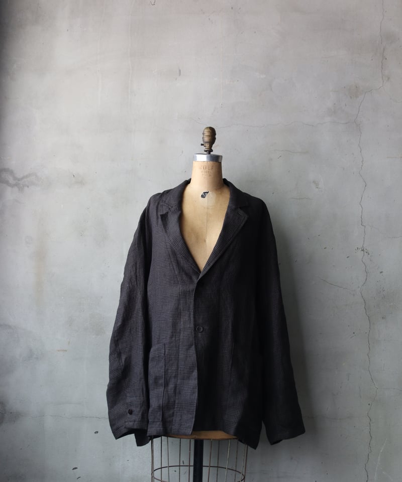 klause ベラルーシリネン ジャケット klauseクロイゼ / French Linen Glen Check Tailored J