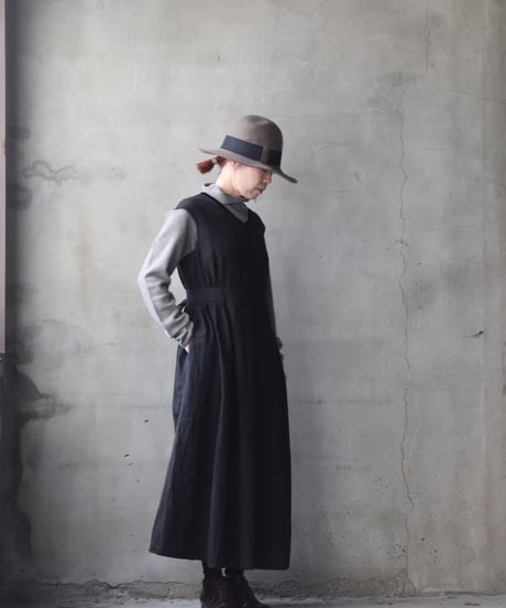 cavane キャヴァネ / Gathered dressⅡ wool & linen ワンピース / ca-25178