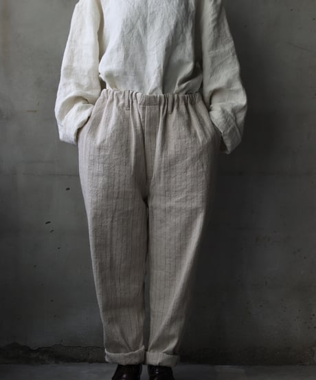 klauseクロイゼ / C/L Stripe Loose Fitting Tapered Trousers (平織/中厚手) / kla-25009