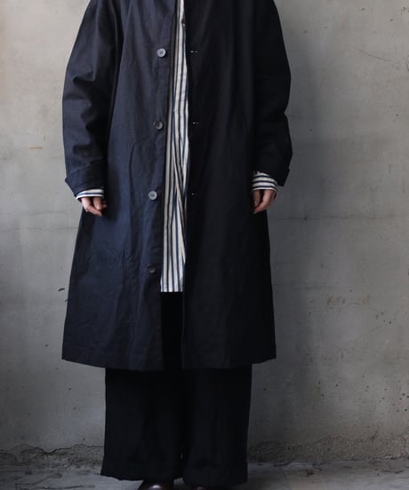 cavane キャヴァネ / Round-Coat Linen/Cotton100硫化染めコート / ca-26017
