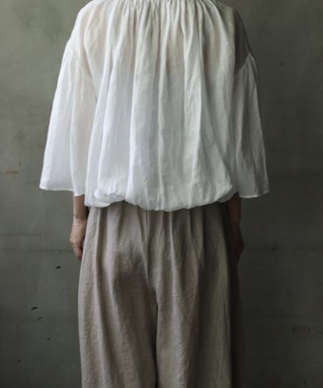 cavane キャヴァネ / Wide-sleeves with waist drawstring linen100 blouseブラウス / ca-25104