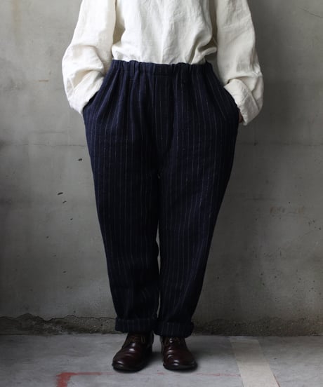 klauseクロイゼ / C/L Stripe Loose Fitting Tapered Trousers (平織/中厚手) / kla-25010
