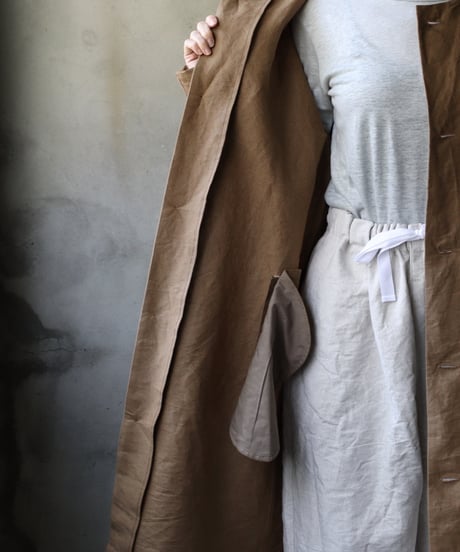 cavane キャヴァネ / Round-Coat Linen/Washi100コート / ca-25034