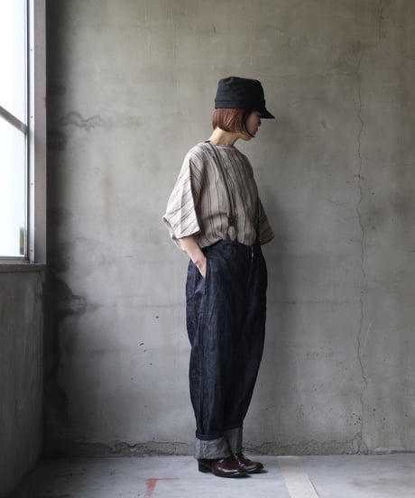 cavane キャヴァネ / Denim linen Over pants with suspendersパンツ / ca-23012