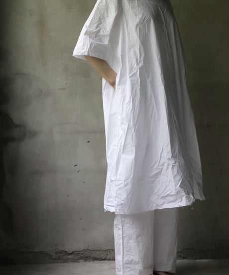SCHA シャー/ Round Neck Elbow-lenght Sleeve Dress Short " OE "-PAPER COTTON - / Sc-23010( Art#1667)
