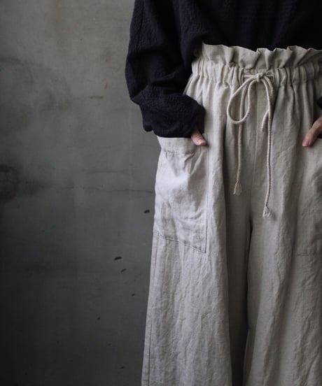 cavane キャヴァネ / Side-Pocket wide pants wool/linenパンツ / ca-25156