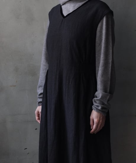 cavane キャヴァネ / Gathered dressⅡ wool & linen ワンピース / ca-25178