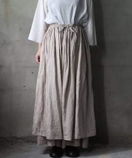 cavane キャヴァネ / Gatehered Petti Skirt Linen100スカート/ca-25142