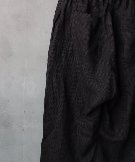 klauseクロイゼ / French Linen Glen Check Loose Fitting Tapered Wide 2 / kla-26034