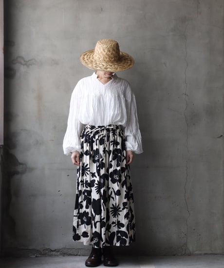 cavane キャヴァネ / Gatehered Petti Skirt Cotton&linenスカート/ ca-26050