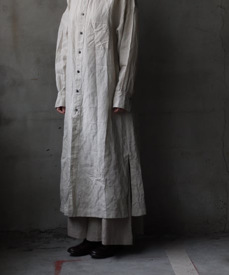 cavane キャヴァネ / Shirt-Dress Linen100硫化染めワンピース / ca-26020