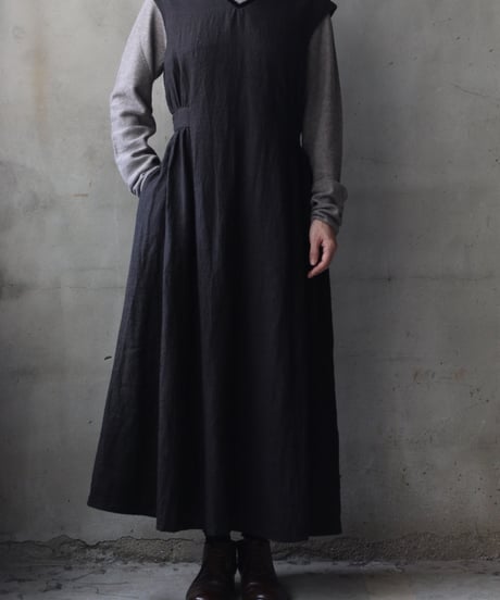 cavane キャヴァネ / Gathered dressⅡ wool & linen ワンピース / ca-25178