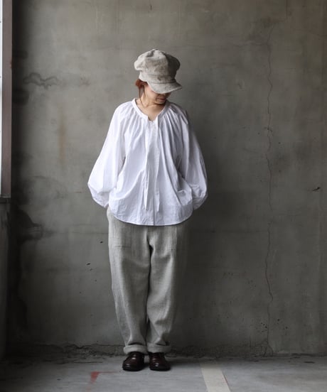 cavane キャヴァネ / Raglan puff-sleeve blouse Jacquardブラウス / ca-26021