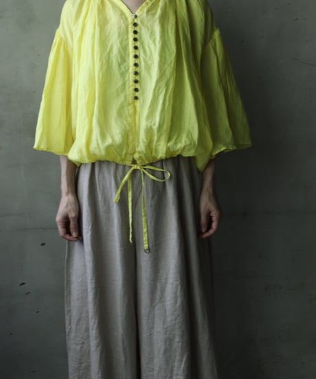 cavane キャヴァネ / Wide-sleeves with waist drawstring linen100 blouseブラウス / ca-25106