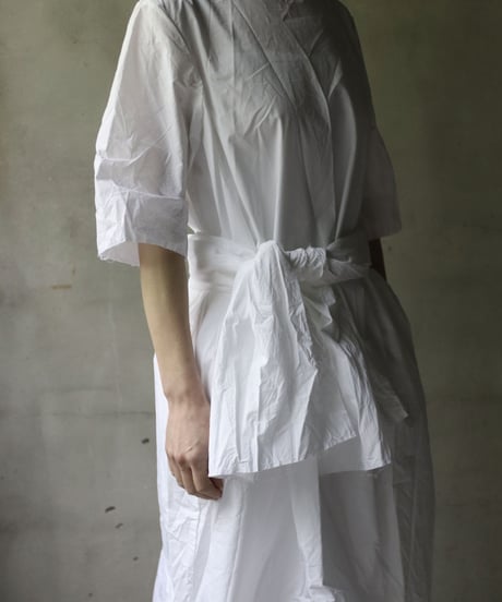 SCHA シャー/ Round Neck Elbow-lenght Sleeve Dress Short " OE "-PAPER COTTON - / Sc-23010( Art#1667)