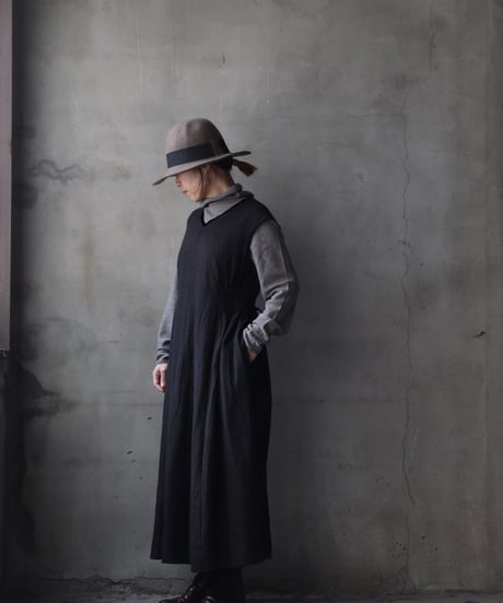 cavane キャヴァネ / Gathered dressⅡ wool & linen ワンピース / ca-25178