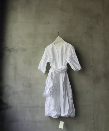 SCHA シャー/ Round Neck Elbow-lenght Sleeve Dress Short " OE "-PAPER COTTON - / Sc-23010( Art#1667)