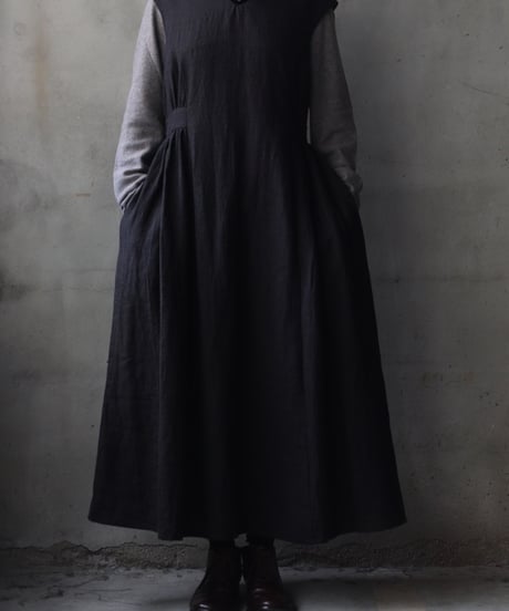 cavane キャヴァネ / Gathered dressⅡ wool & linen ワンピース / ca-25178