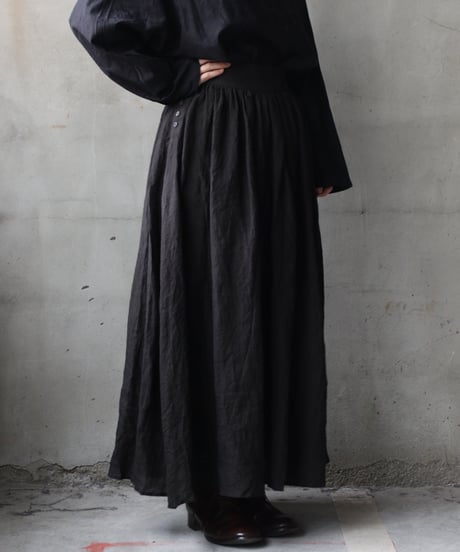 cavane キャヴァネ / Gathered skirt with side button linen100 スカート / ca-25145A