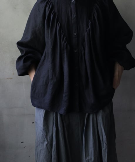 cavane キャヴァネ / Collarless raglan linen100 blouseブラウス / ca-25132