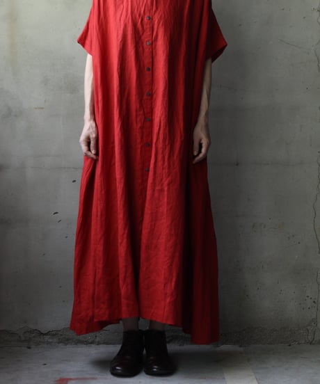 cavane キャヴァネ / Balloon no-sleeve dress Linen100ワンピース / ca-25129