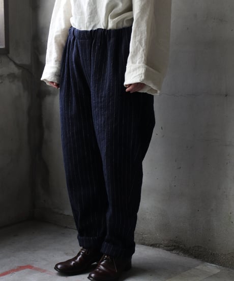 klauseクロイゼ / C/L Stripe Loose Fitting Tapered Trousers (平織/中厚手) / kla-25010