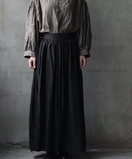 cavane キャヴァネ / Gathered skirt with side button linen100 スカート / ca-25145