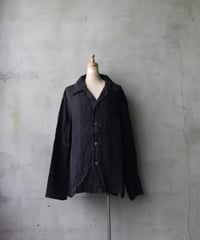 NOUSANノウザン/ Open Collar Shirt silk linen BK / No-26004