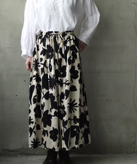 cavane キャヴァネ / Gatehered Petti Skirt Cotton&linenスカート/ ca-26071
