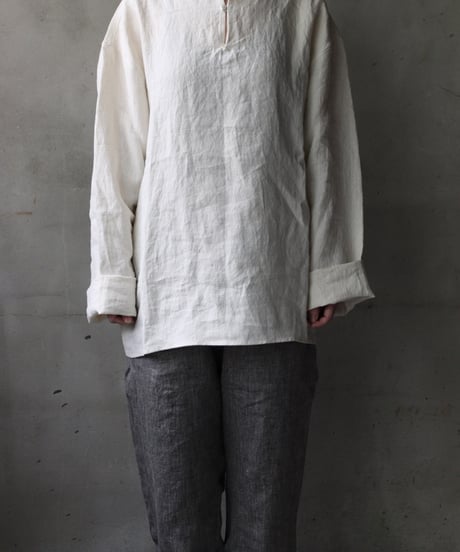 klauseクロイゼ / Sun-dried Linen C.S Slit Neck Shirtシャツ/ kla-25013