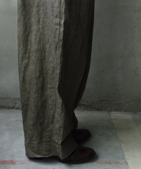 cavane キャヴァネ / Over-Tuck pants with suspender反応染め(硫化)+墨染めパンツ / ca-26079